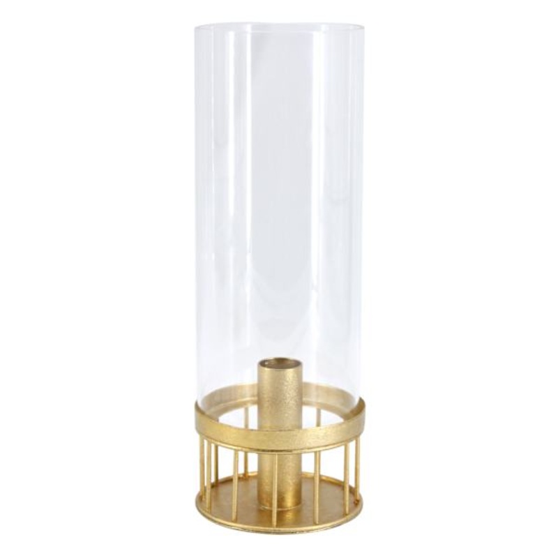 Gold Metal & Glass Lantern, 10″