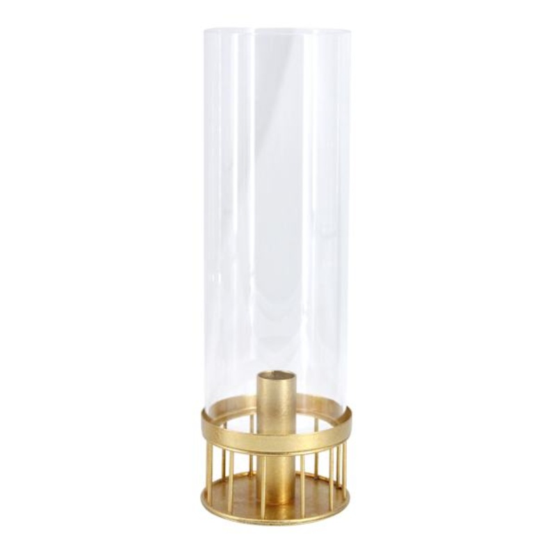 Gold Metal & Glass Lantern, 12″