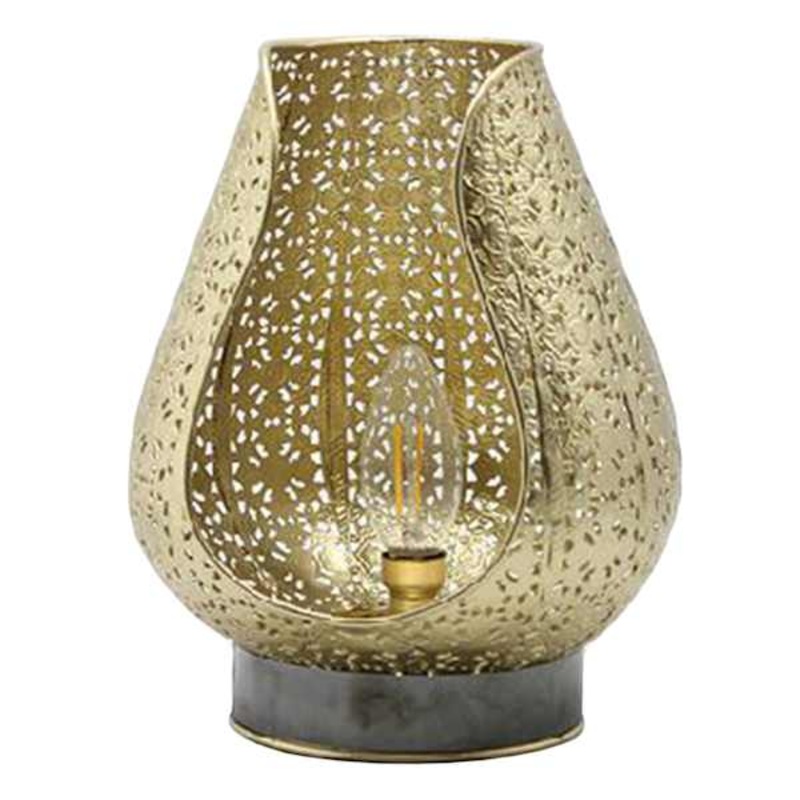 Gold Metal LED Punch Lantern, 9″