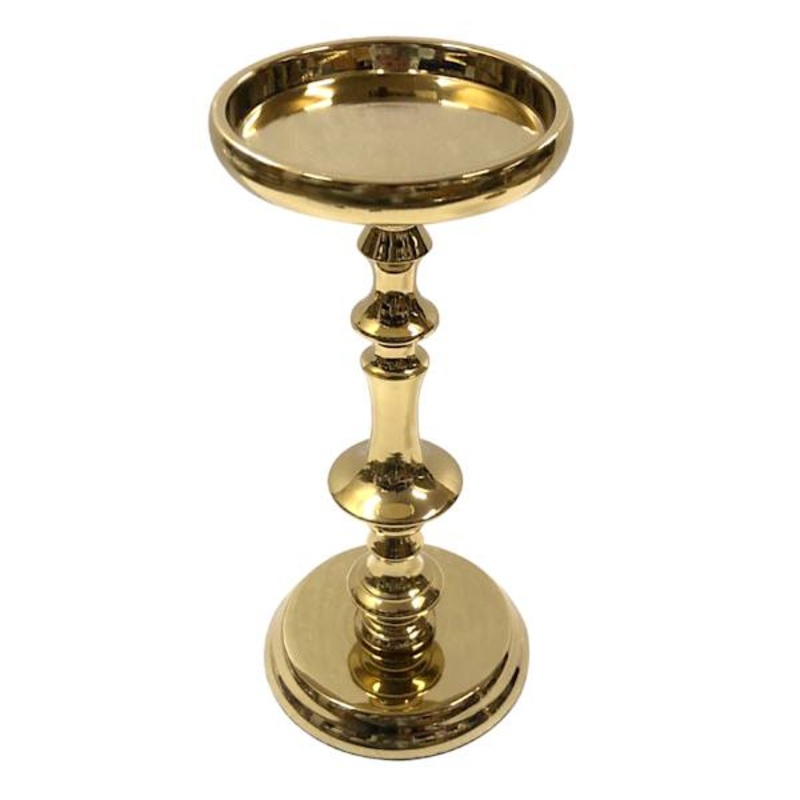 Gold Metal Pillar Candle Holder, 10.5″