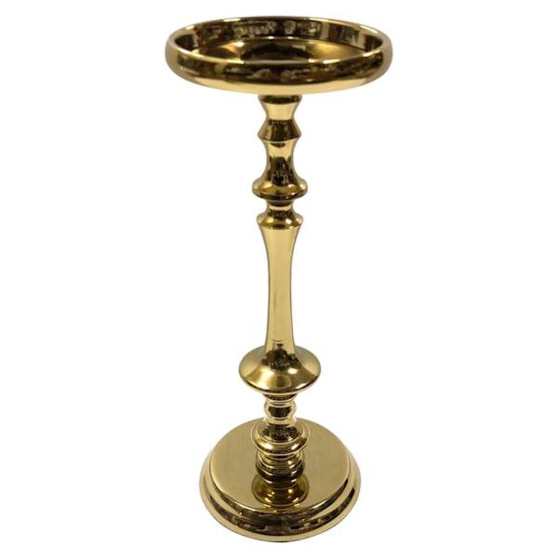Gold Metal Pillar Candle Holder, 12″