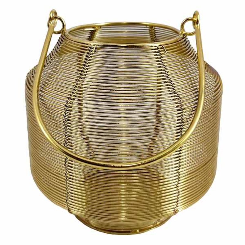 Gold Metal Wire Lantern, 6″
