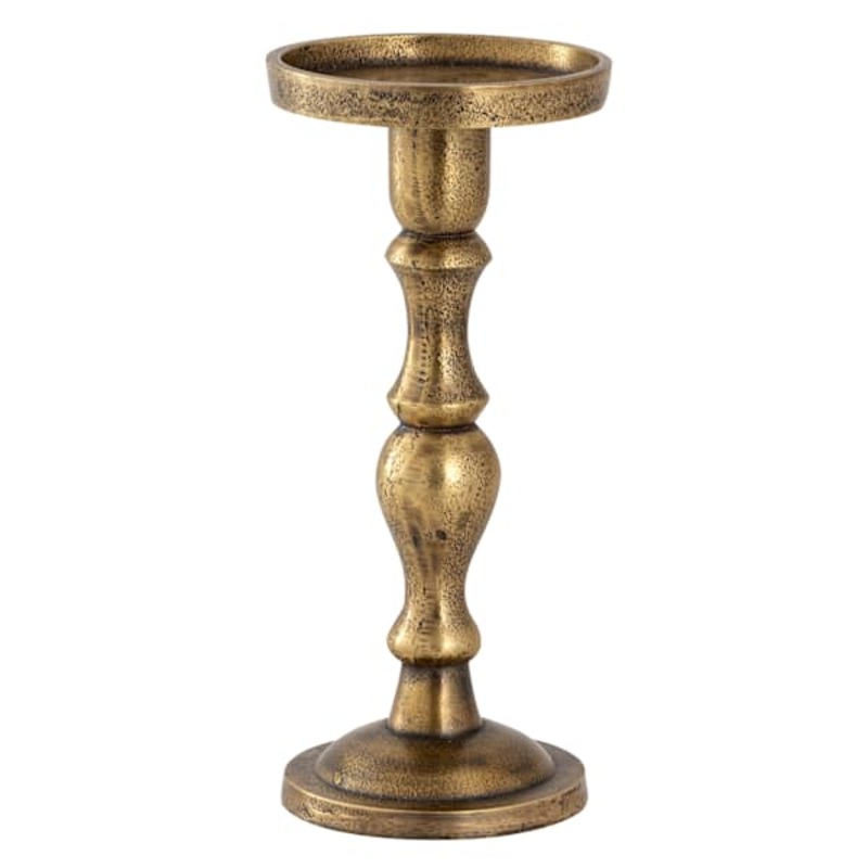 Gold Pillar Candle Holder, 10″