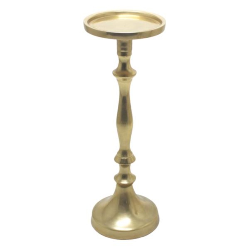 Gold Pillar Candle Holder, 10.3″