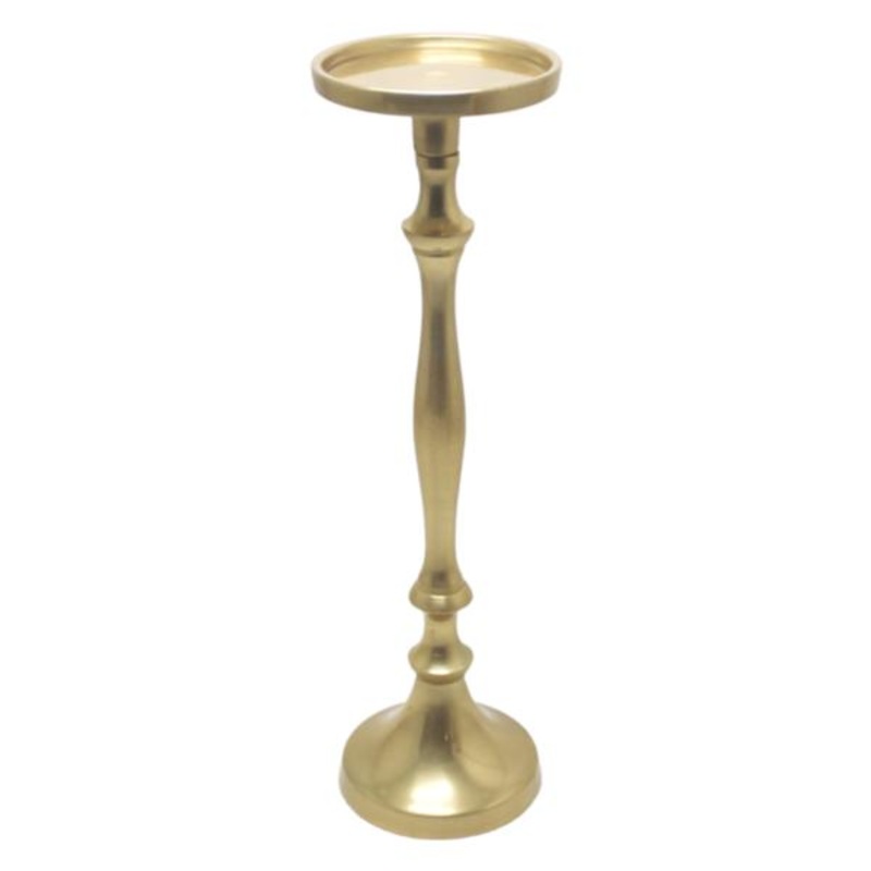 Gold Pillar Candle Holder, 12.3″