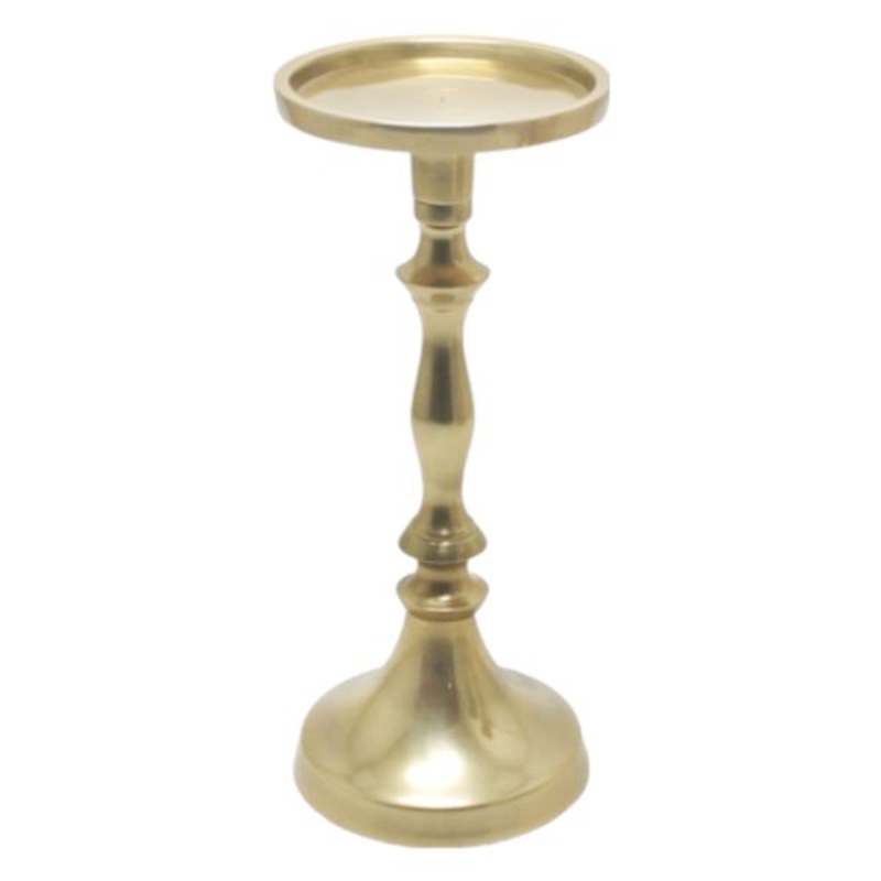 Gold Pillar Candle Holder, 8.3″