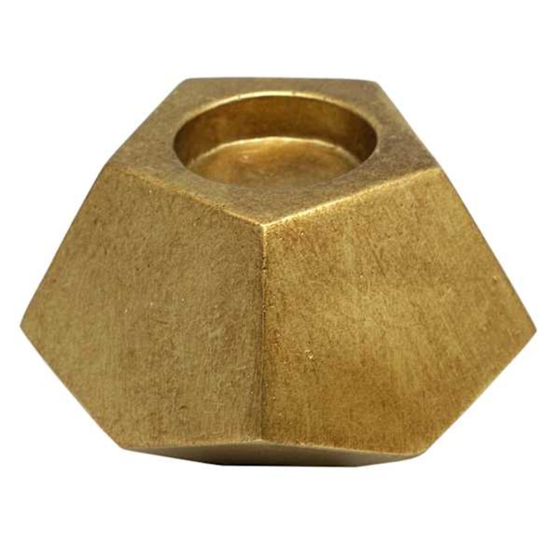 Gold Polygon Tealight Candle Holder, 4″