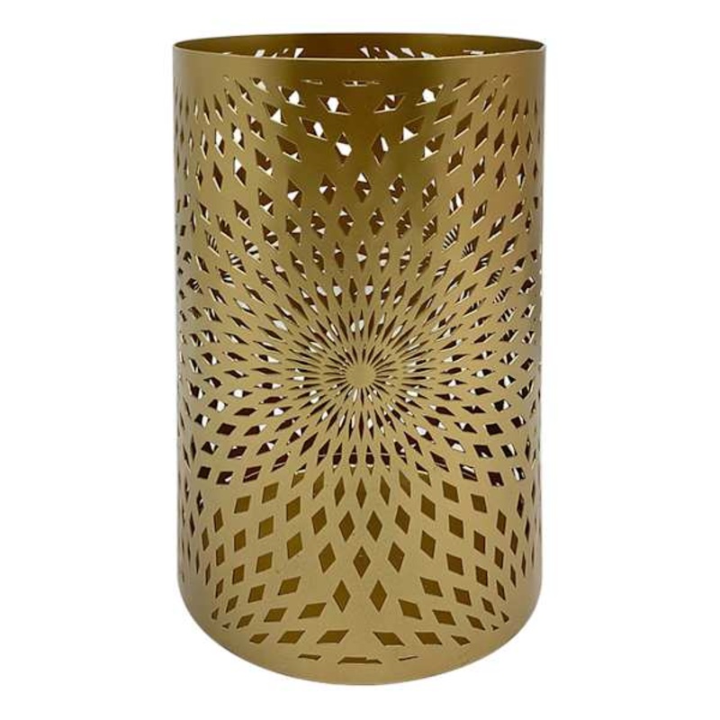 Gold Punched Metal Lantern, 10″