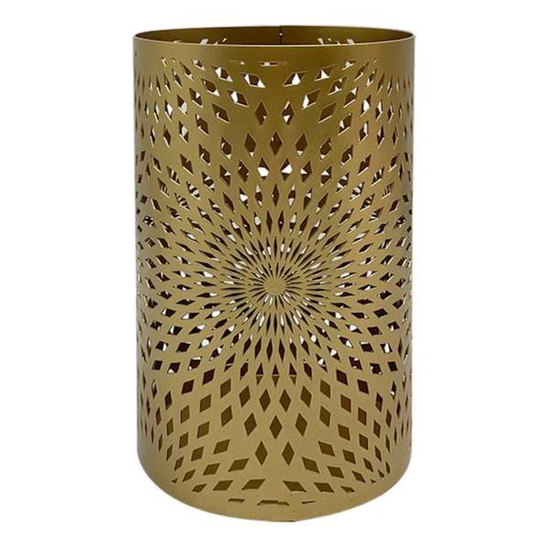 Gold Punched Metal Lantern, 8″