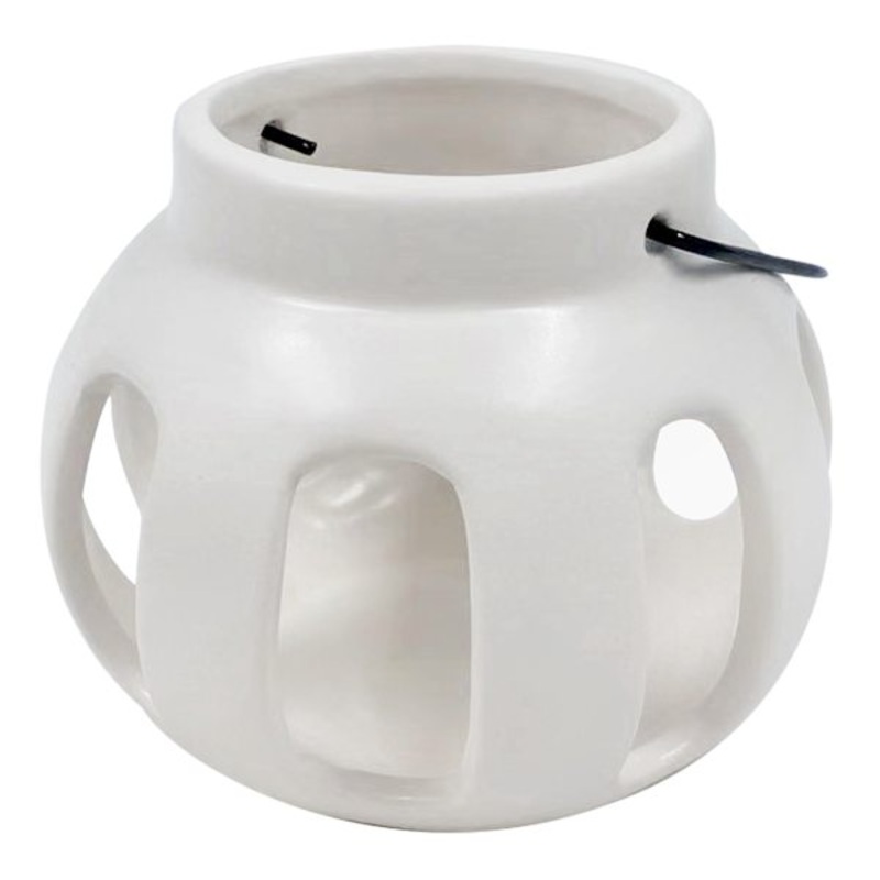 White Round Cutout Ceramic Lantern, 3.5″