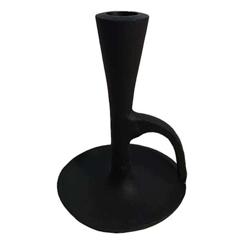 Black Cast Taper Candle Holder, 6″