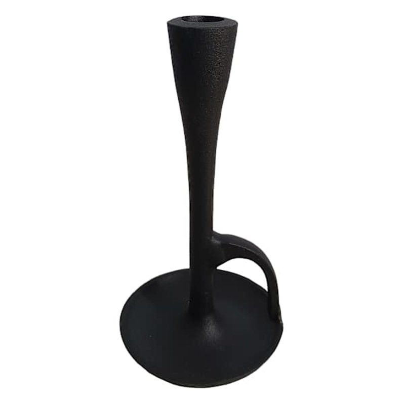 Black Cast Taper Candle Holder, 8″