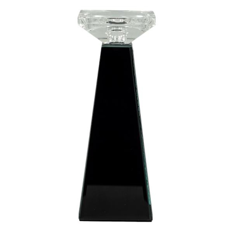 Black Glass Candle Holder, 10″