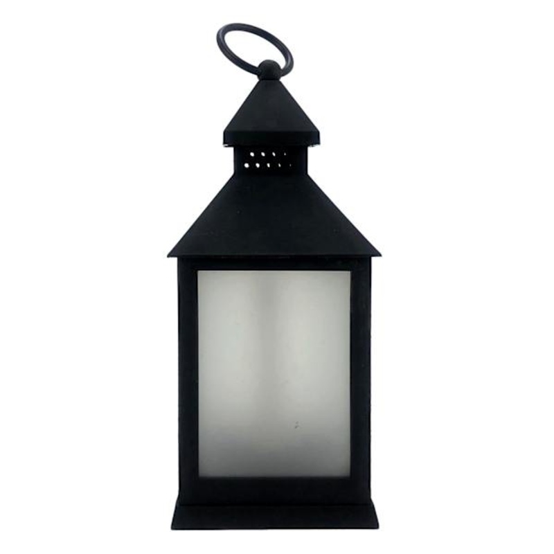 Black LED Flame Lantern, 9.5″