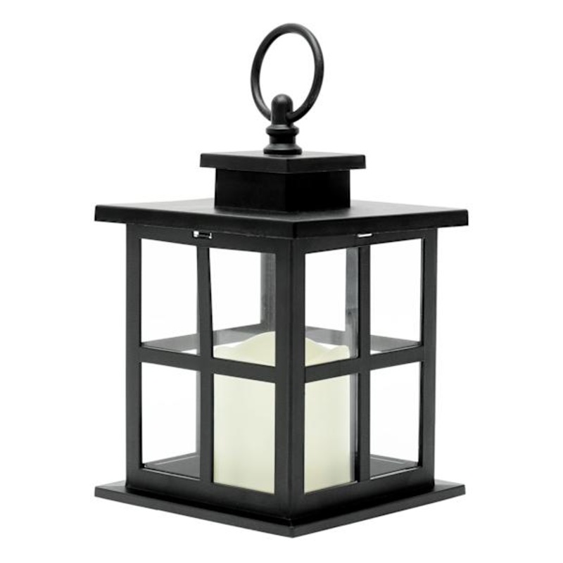 Black LED Lantern with 6 Hour Timer, 7″