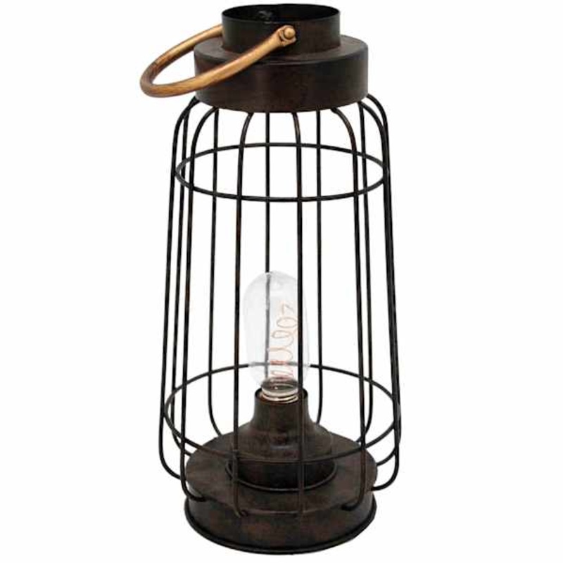 Black LED Metal Lantern, 17″