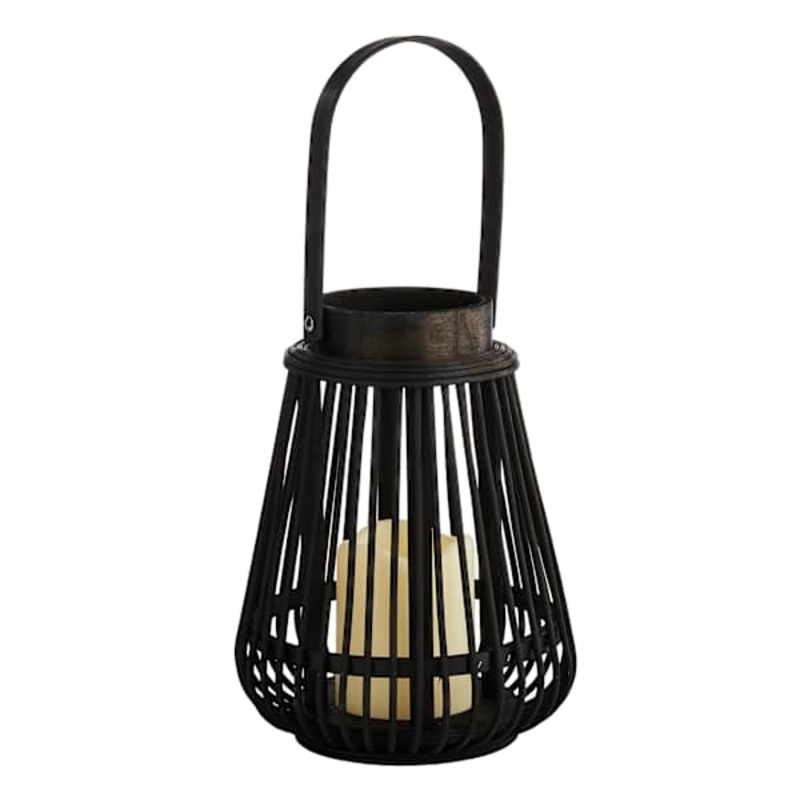 Black LED Rattan Lantern, 7×9