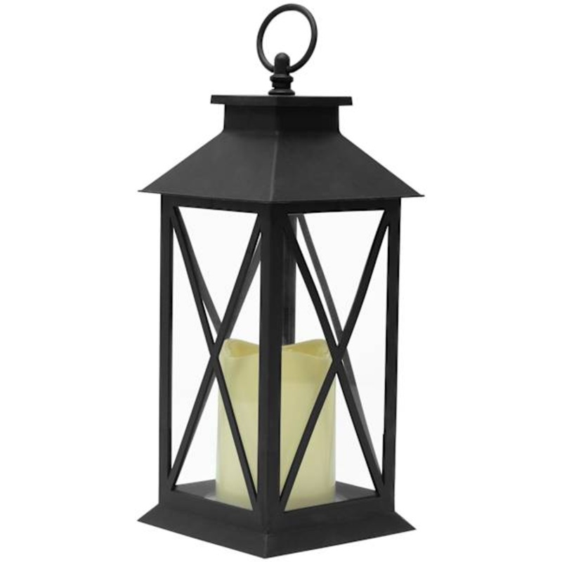 Black LED X-Frame Lantern, 11″