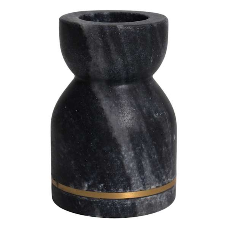Black Marble & Gold Taper Candle Holder, 4.5″