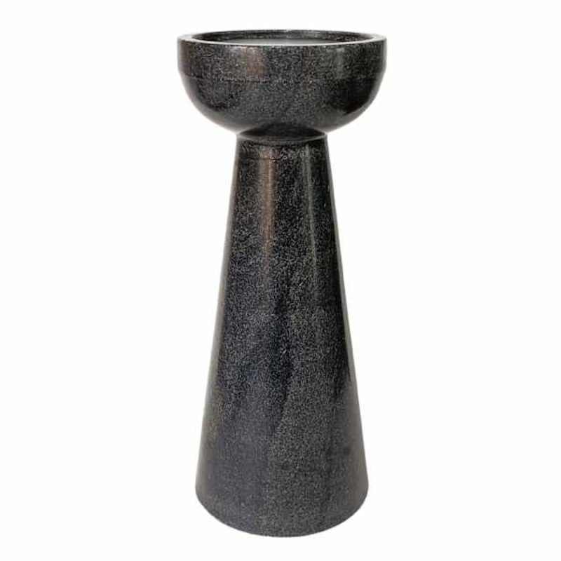 Black Marble Pillar Candle Holder, 9.5″