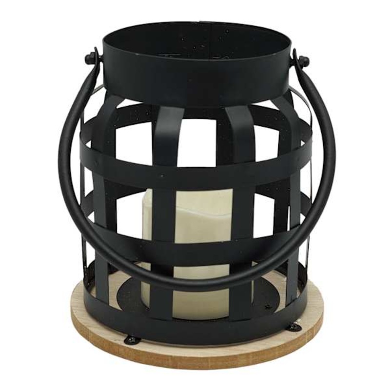 Black Metal Lantern with 4″ LED Candle, 7″
