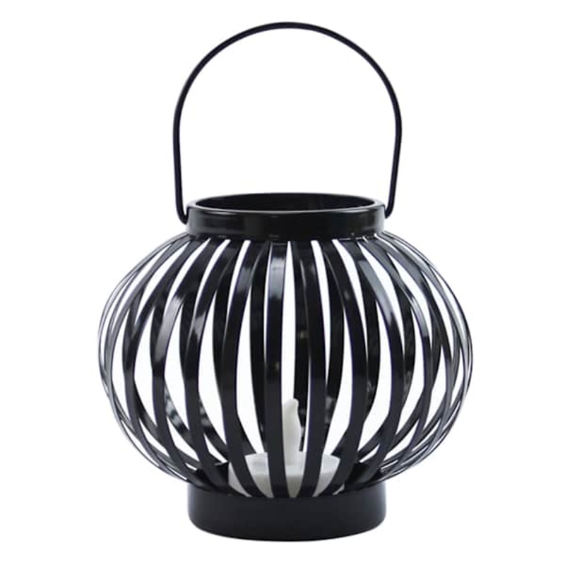 Black Metal LED Tealight Candle Lantern, 4″