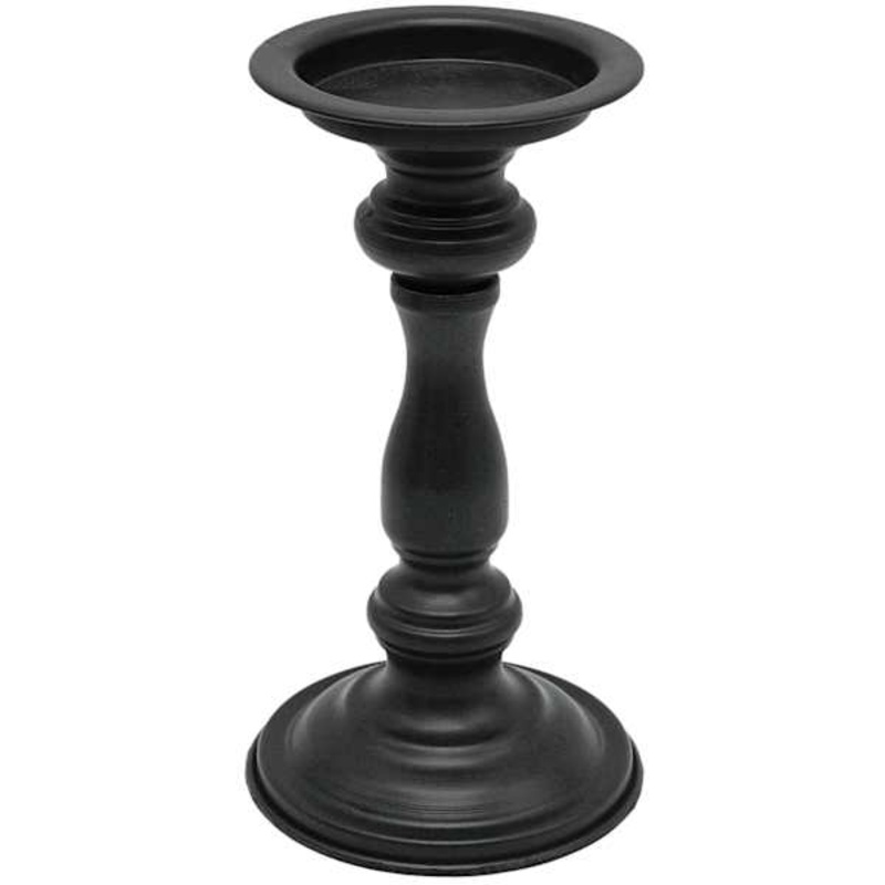 Black Metal Pillar Candle Holder, 9″