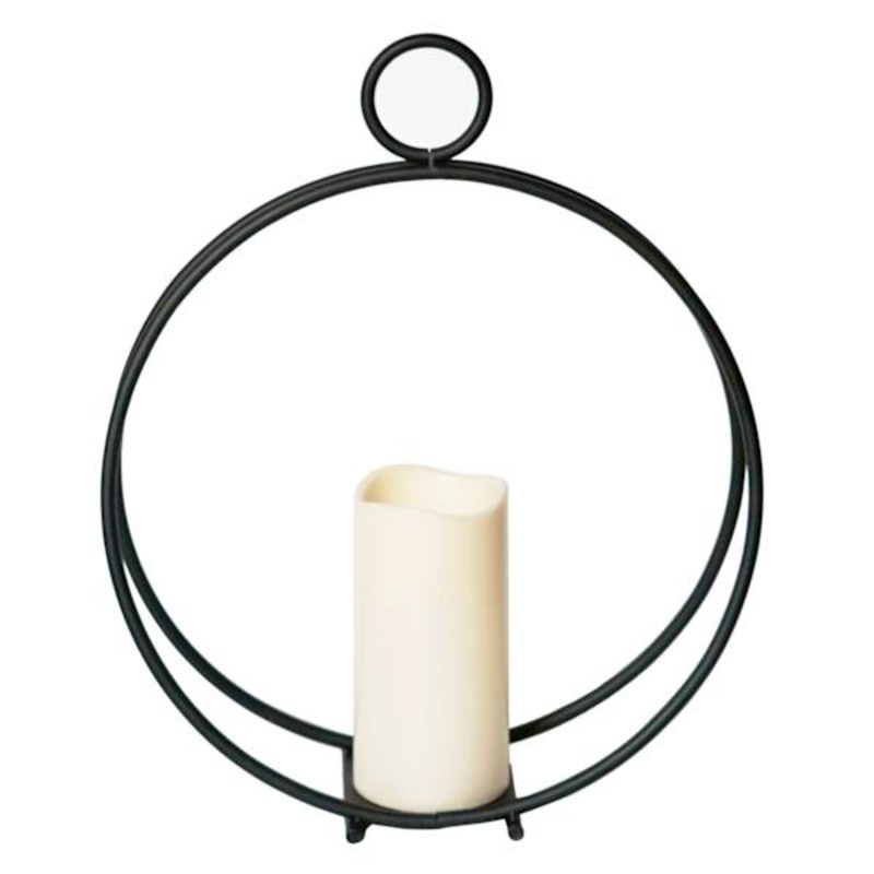 Black Metal Round Lantern, 21″