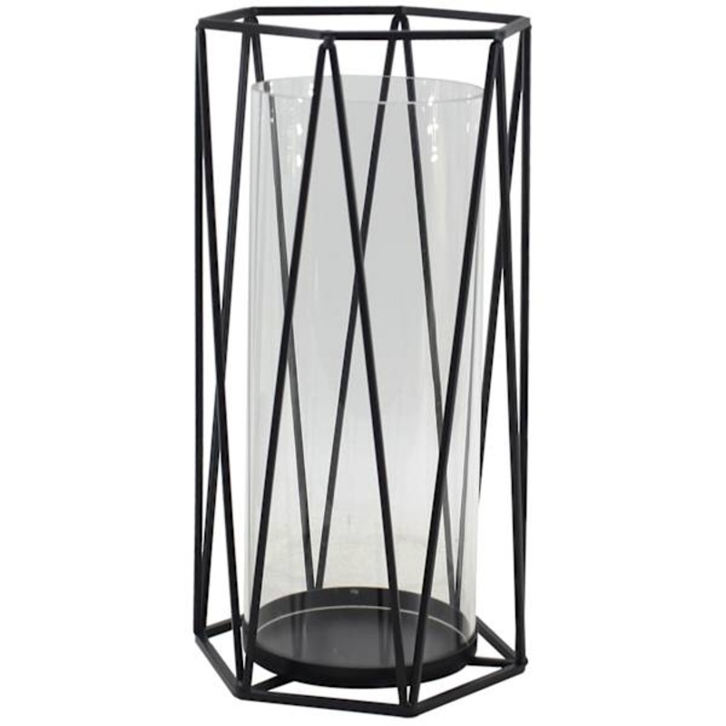 Black Metal Triangle Candle Holder, 11″