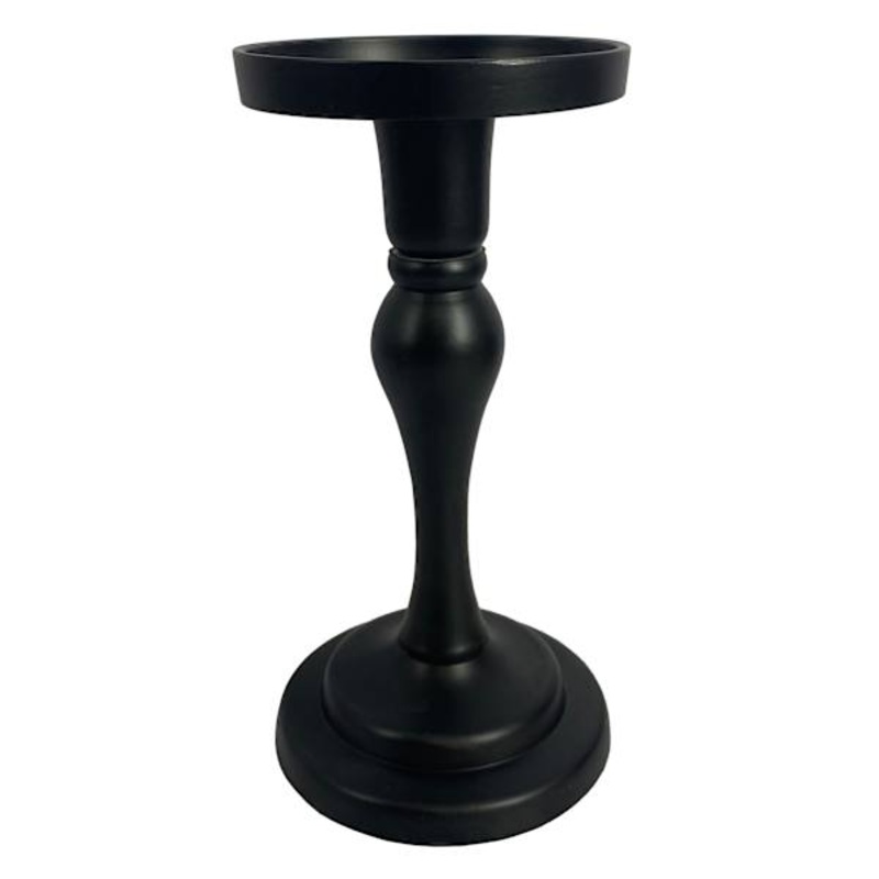 Black Pillar Candle Holder, 8.2″