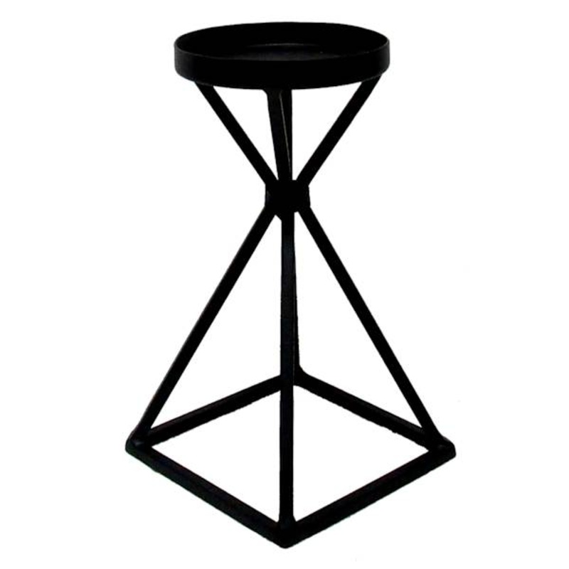 Black Pyramid Candle Holder, 8″