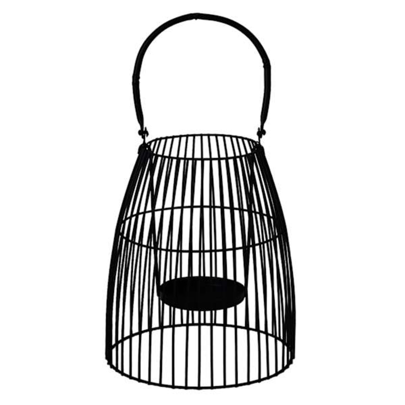 Black Wire Lantern with Handle, 8″