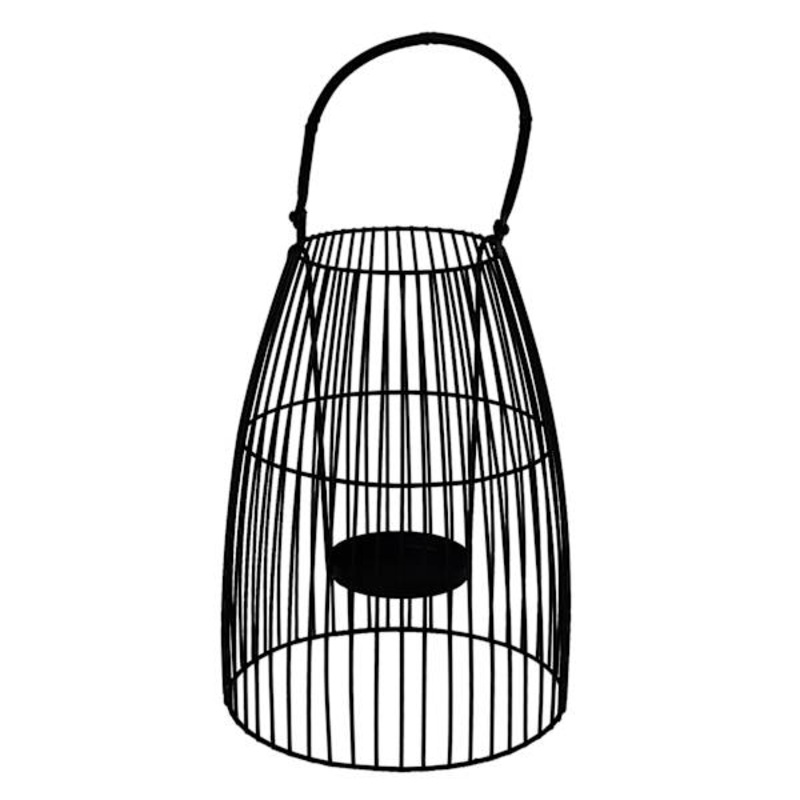 Black Wire Lantern with Handle, 9″