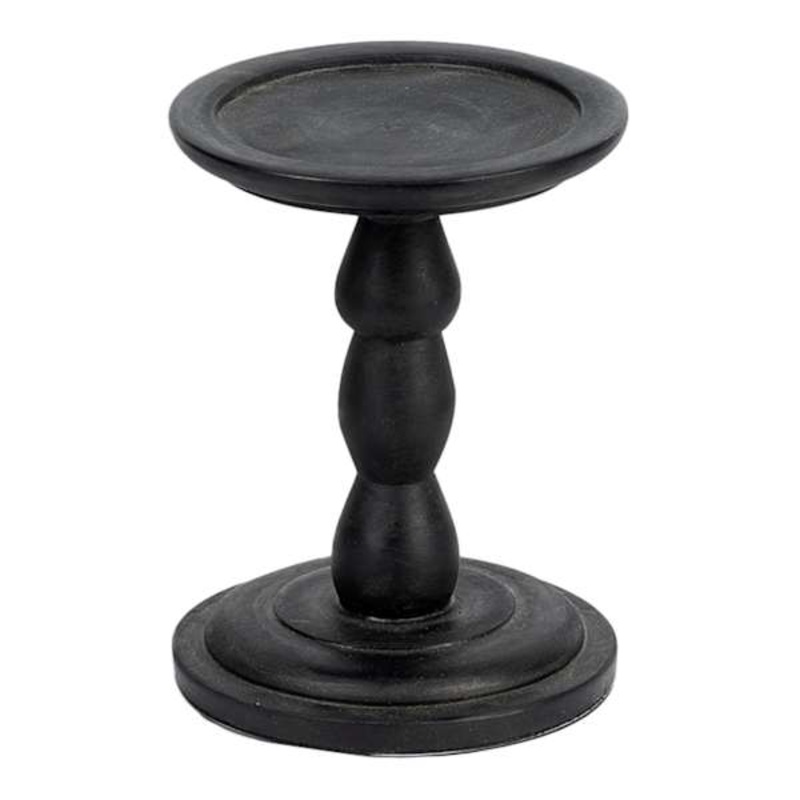 Black Wooden Candle Holder, 5″