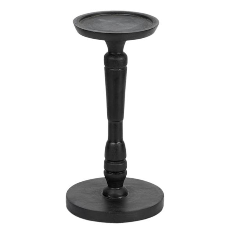 Black Wooden Candle Holder, 8″