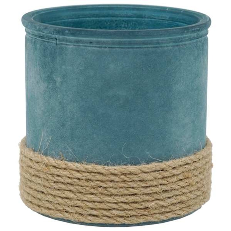 Blue Cylinder Glass Votive Candle Holder, 4″