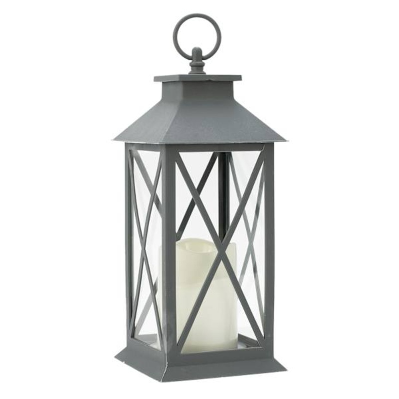 Blue Grey LED Lantern, 12″