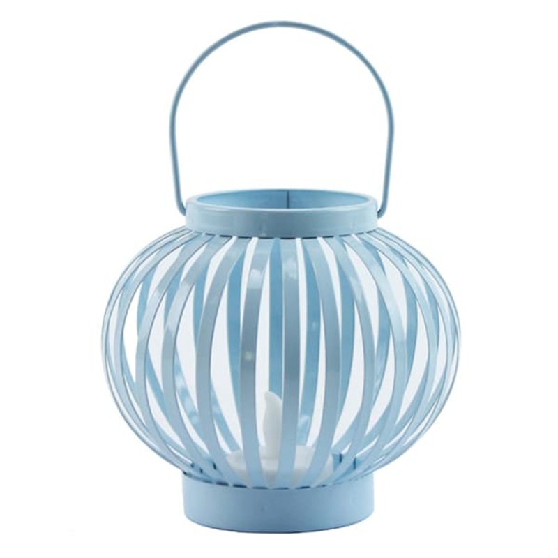 Blue Metal LED Tealight Candle Lantern, 4″