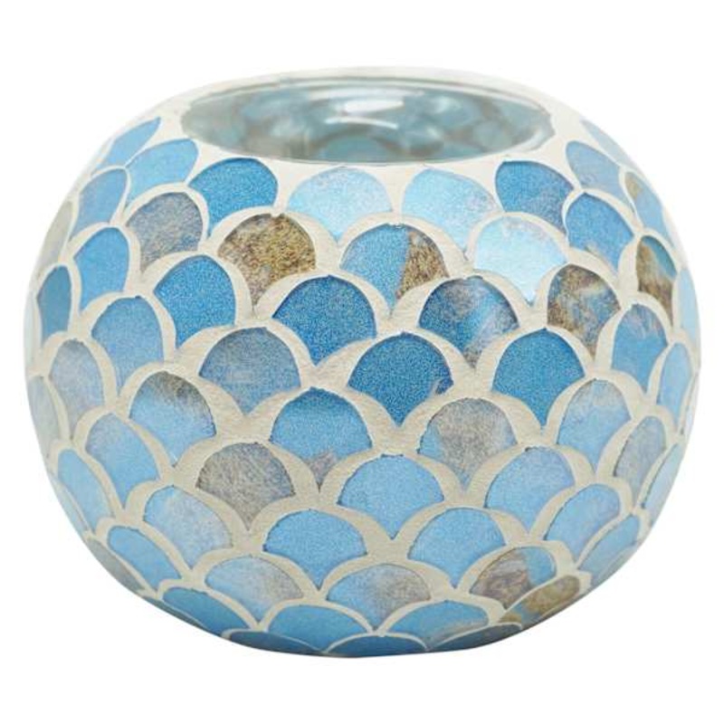 Blue Mosaic Tealight Candle Holder, 3″