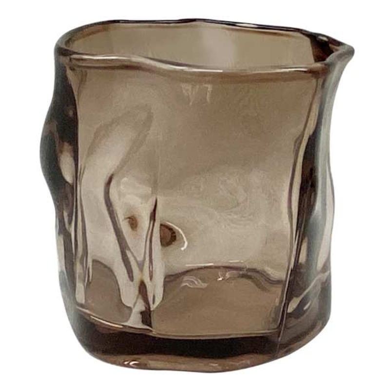 Brown Glass Candle Holder, 3.2″