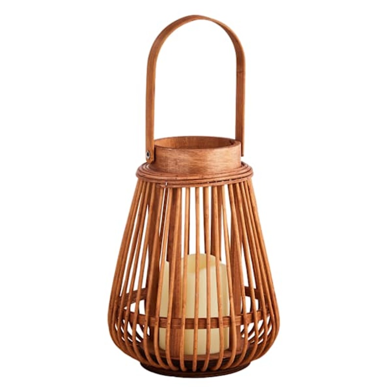 Brown LED Rattan Lantern, 7×9