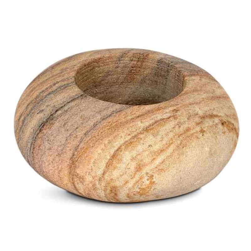 Brown Marble Round Tealight Candle Holder, 4″