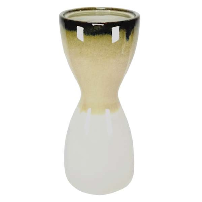 Brown Reactive Glaze Ceramic Pillar Candle Holder, 10″