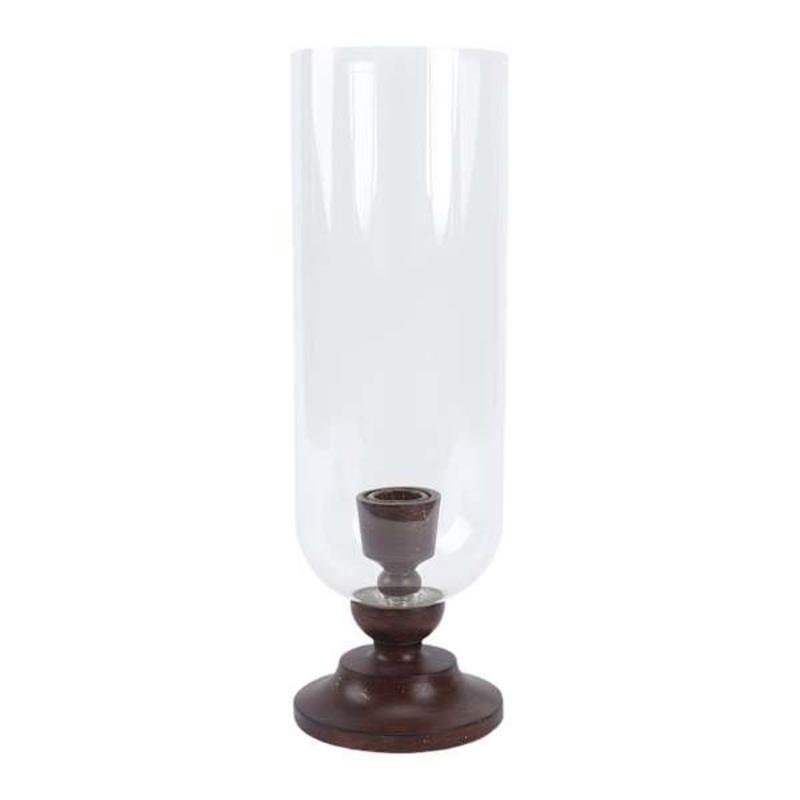 Brown Resin & Glass Taper Candle Holder, 12″