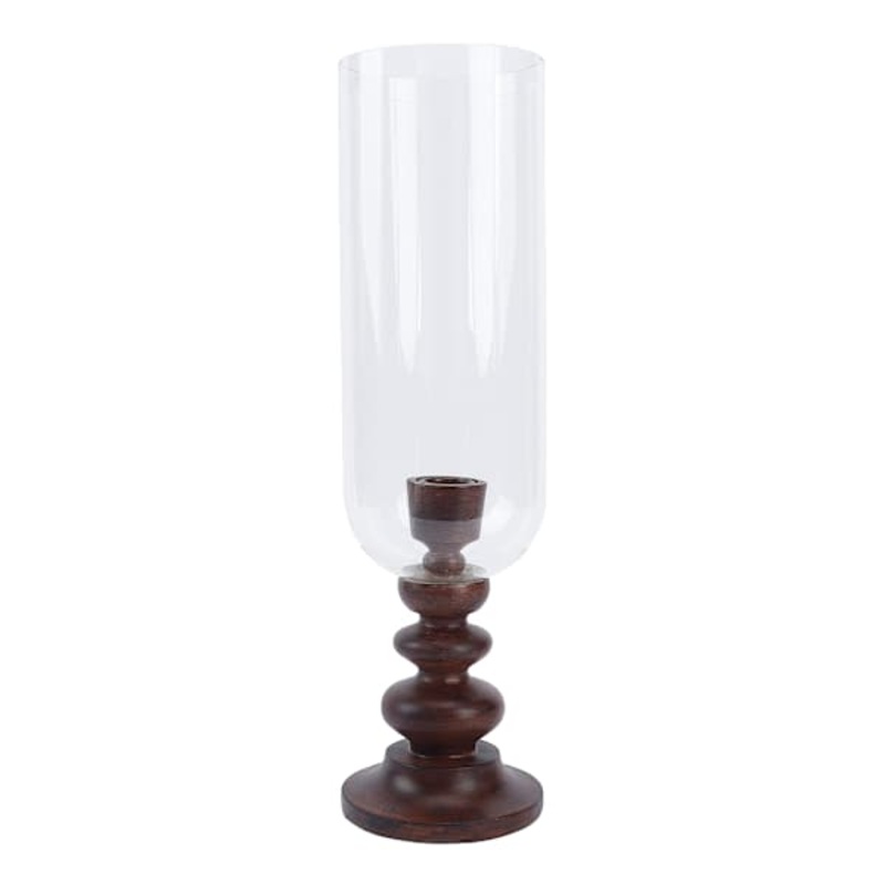 Brown Resin & Glass Taper Candle Holder, 14.5″