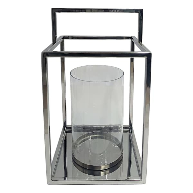 Chrome Lantern with Handle, 14″