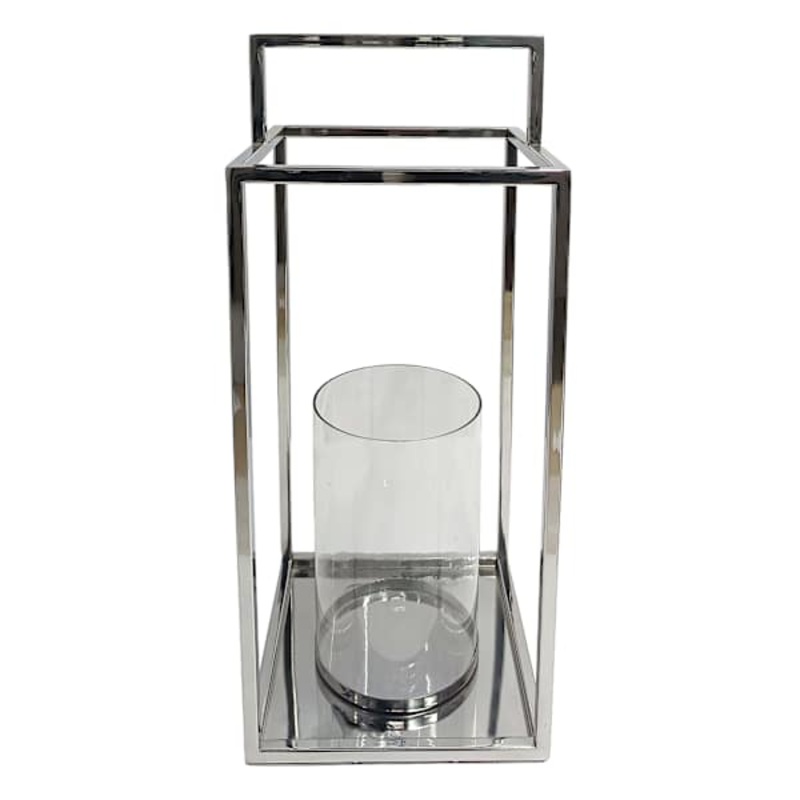 Chrome Lantern with Handle, 19″