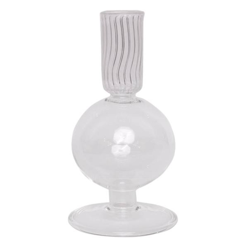 Clear Bubble Glass Taper Candle Holder, 6″