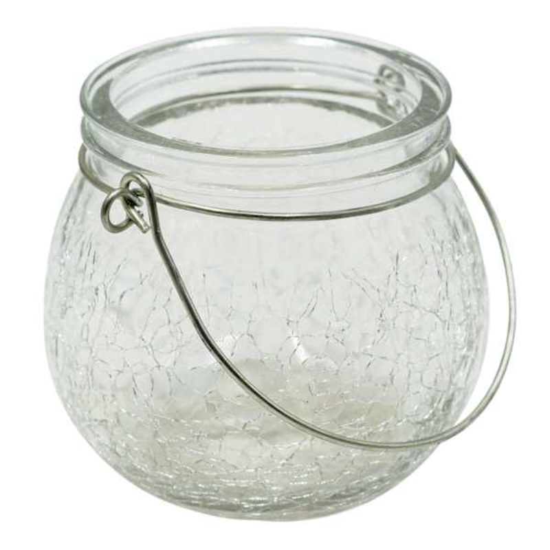 Clear Crackle Glass Votive Mini Lantern, 4″