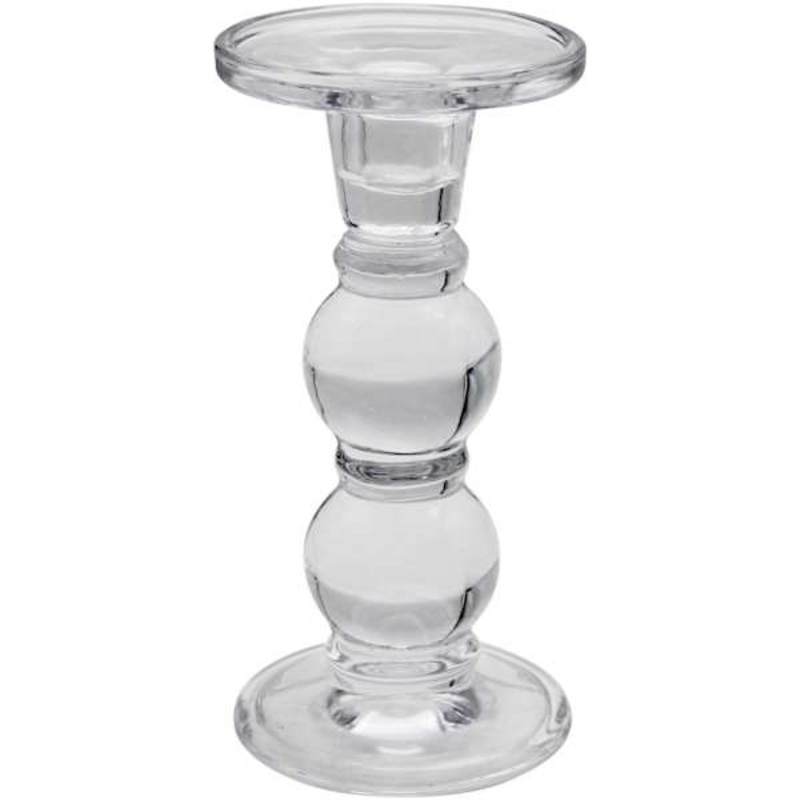 Clear Dual Purpose Pillar & Taper Candle Holder, 7″